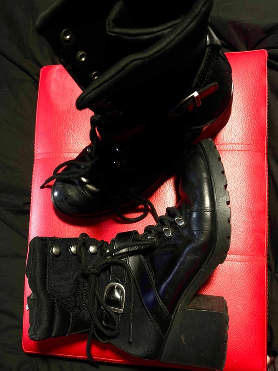 Harley-Davidson Shoes - Black Lace-Up Chunky Heel Harley Davidson Boots